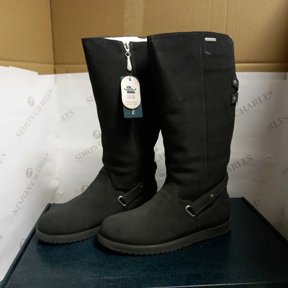EMU AUSTRALIA KEMMIE LEATHER KNEE BOOTS DARK GREY UK SIZE 7
