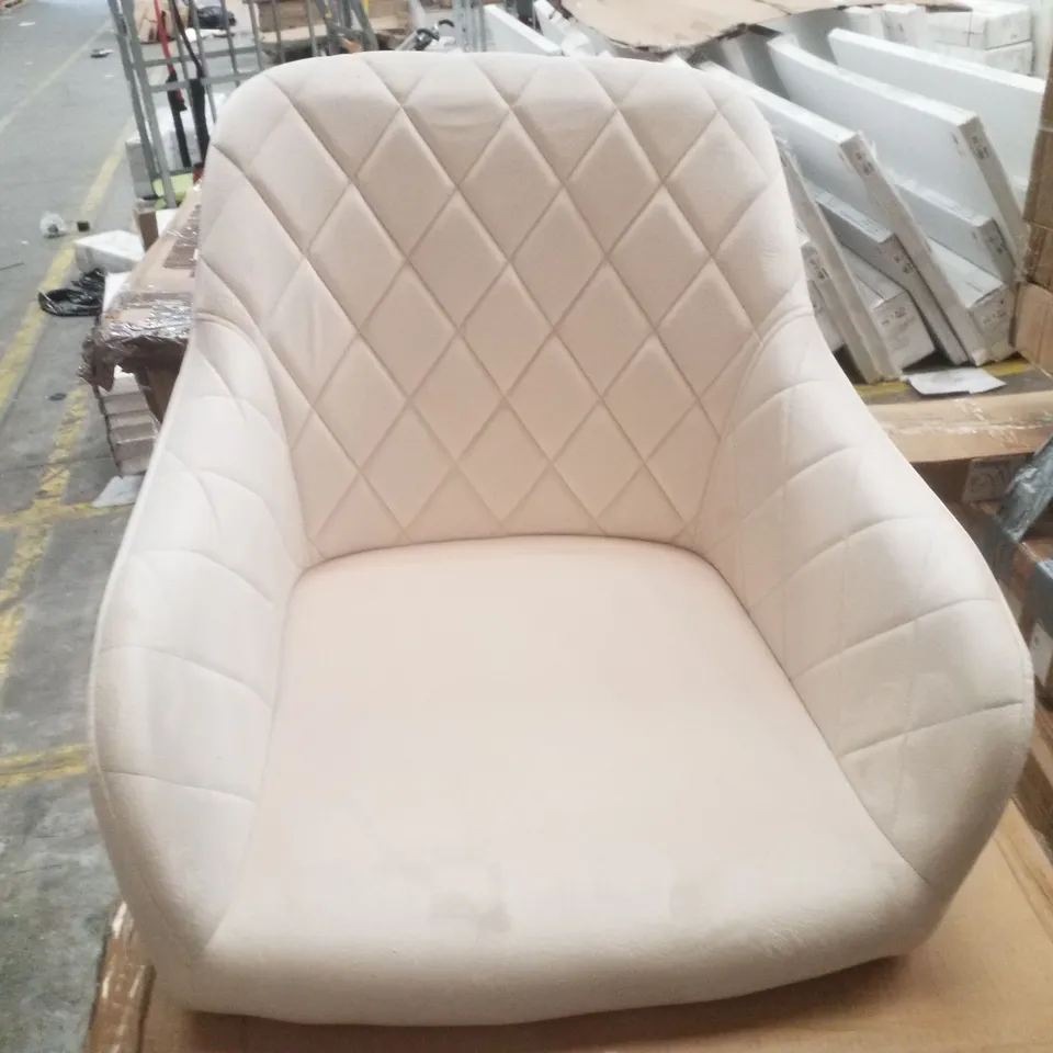 BOXED SET OF 2 CREAM VELVET DIAMOND BACK DINING CHAIRS