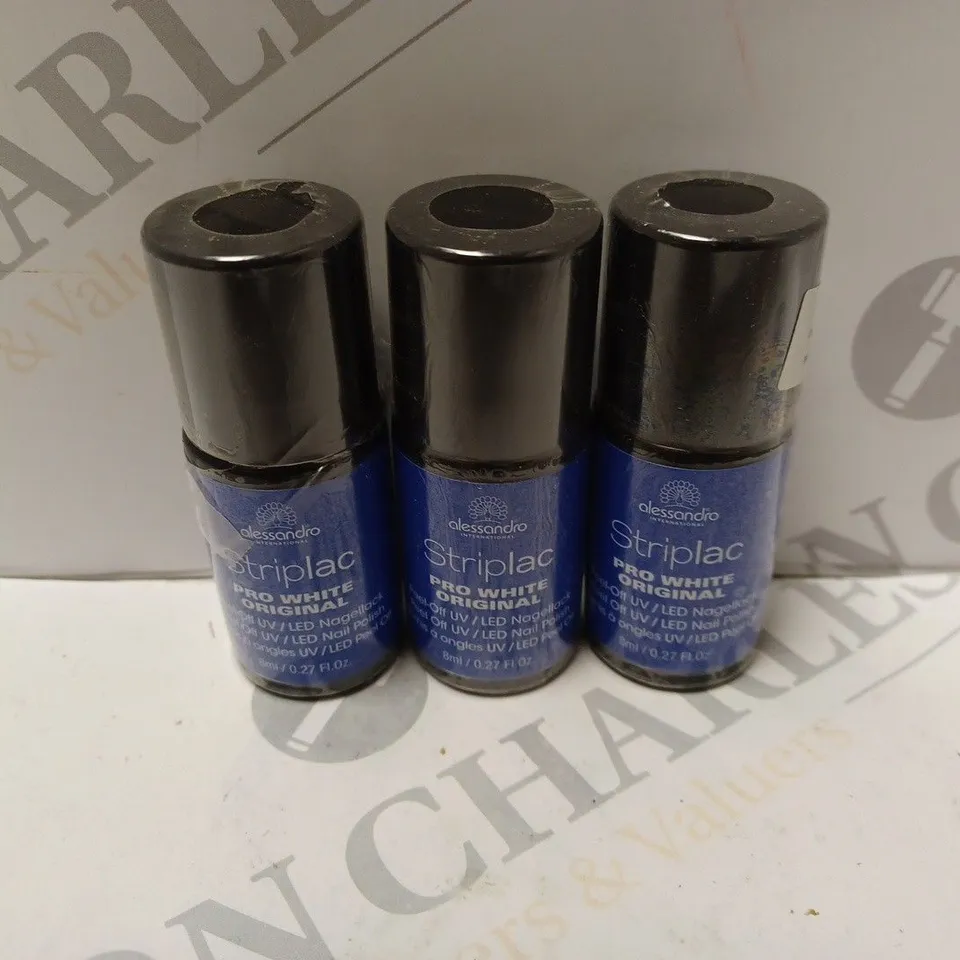 BOX OF APPROXIMATELY 50 X 8ML VIALS OF ALESSANDRO STRIPLAC PRO WHITE ORIGINAL NAIL POLISH