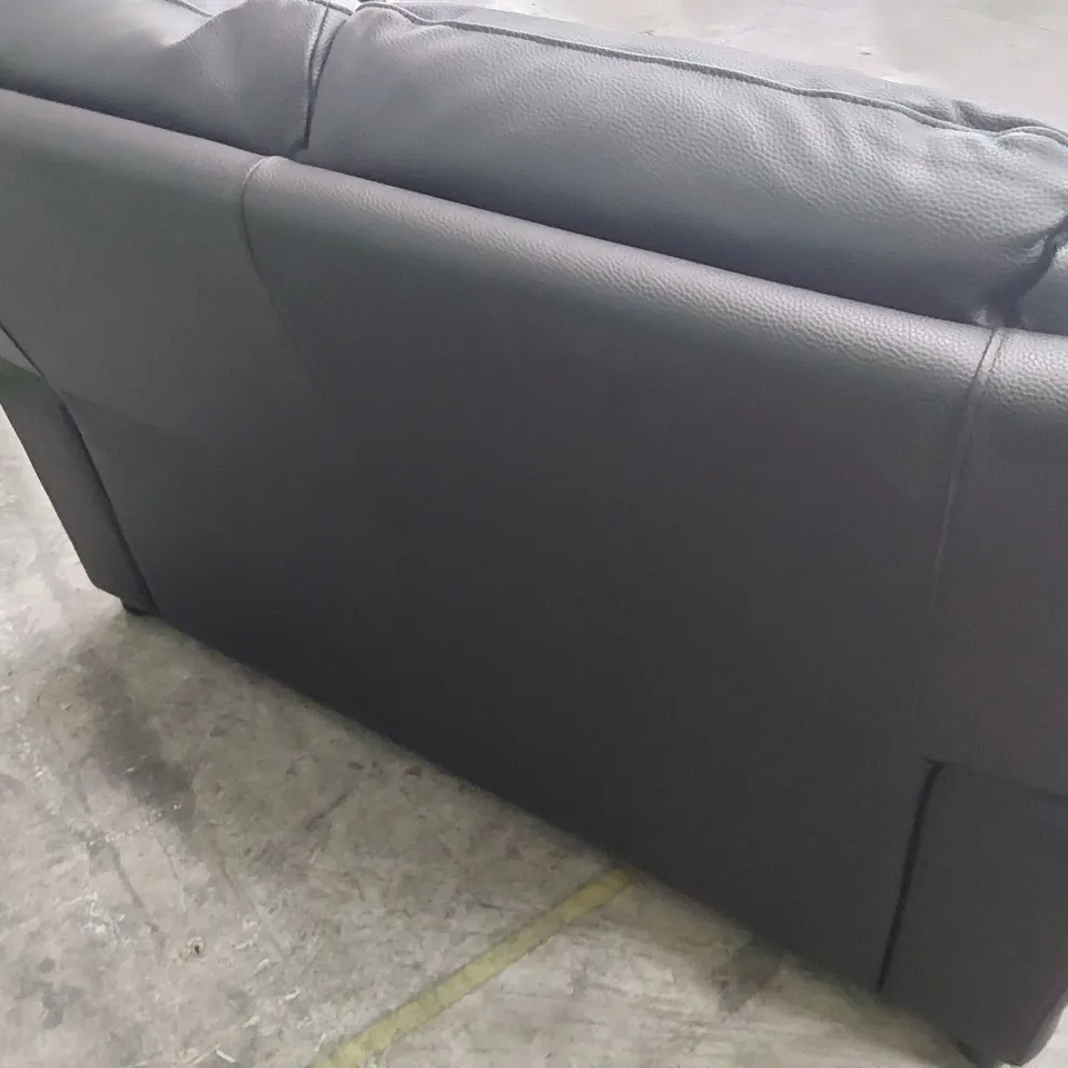 DESIGNER TWO SEATER SOFA BLACK FAUX LEATHER 