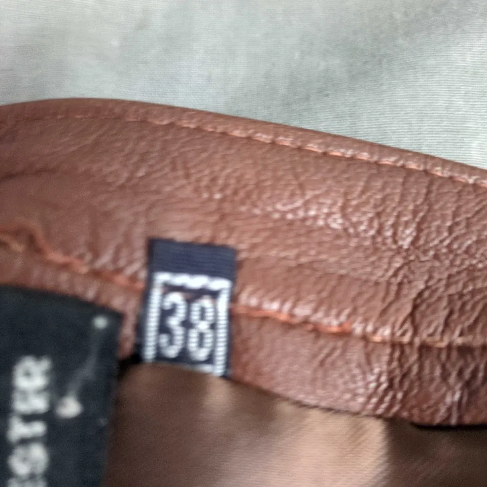 LEDER BROWN LEATHER SKIRT – UK10 (EU38) – WOMEN'S CLOTHING