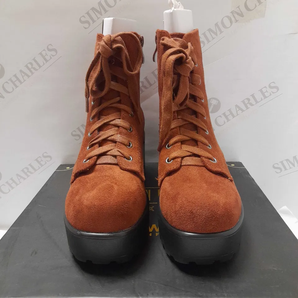 KOI THE SIENNA RUST SUEDE BOOTS - SIZE 3