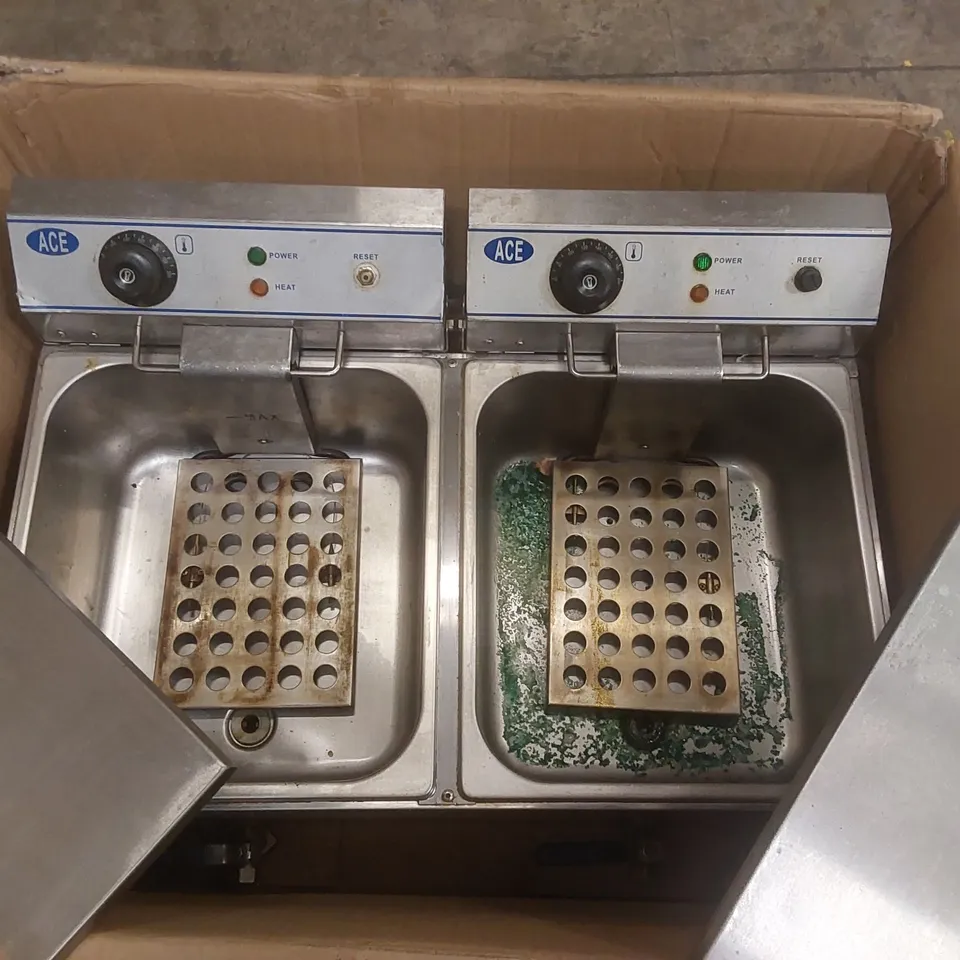BOXED ACE AFD-13SV COMMERCIAL STAINLESS STEEL ELECTRIC TWIN-TANK FRYER