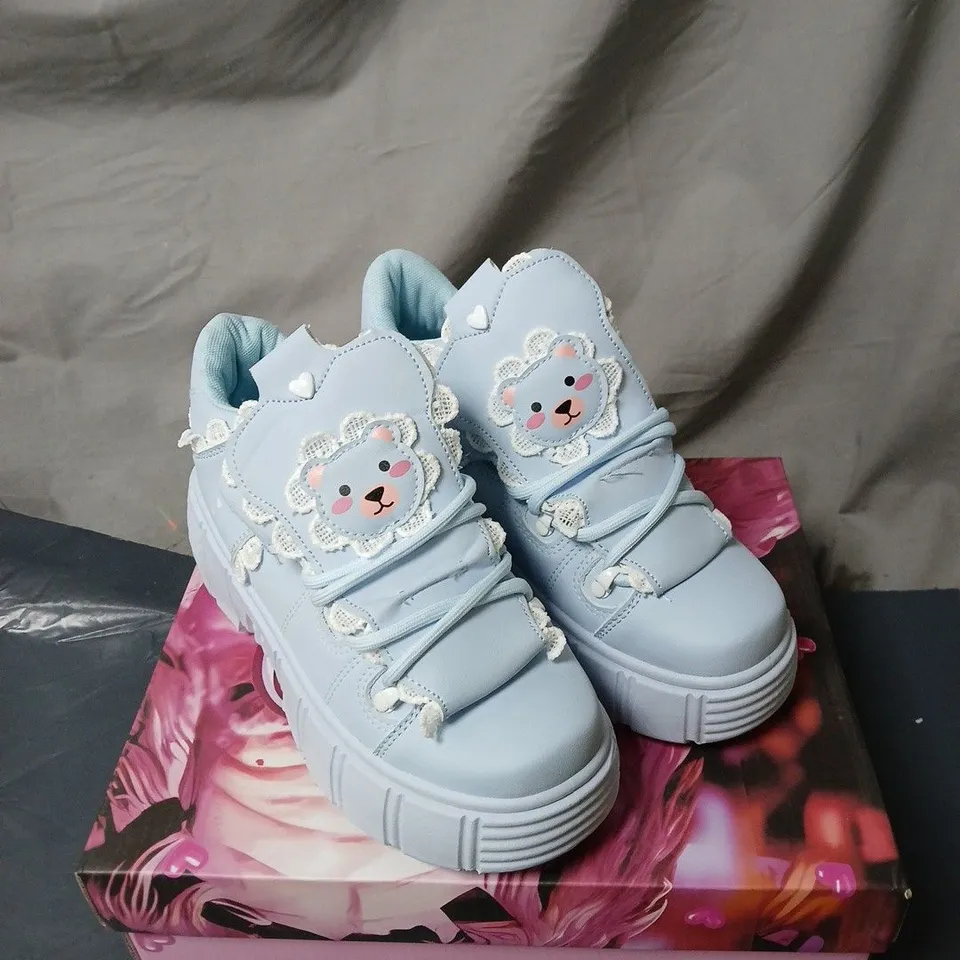 KOI FANCIFUL FREDDO BEAR RUFFLE TRAINERS BLUE BOXED SIZE 40