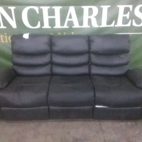 DESIGNER SORRENTO BLACK LEATHER RECLINING THREE SEATER SOFA 
