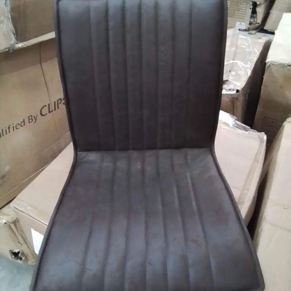 BOXED PAIR OF FAUX LEATHER UPHOLSTERED DINING CHAIRS