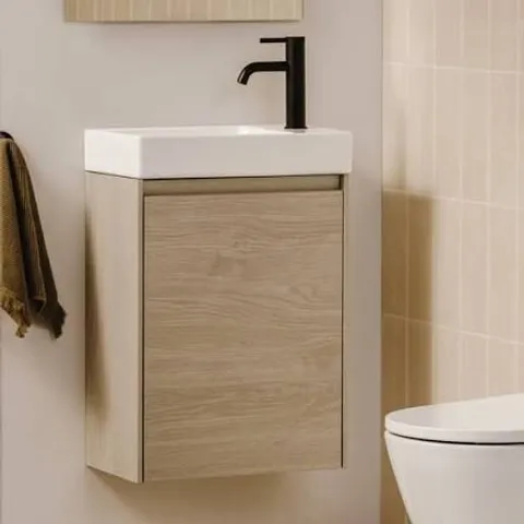 BRAND NEW BOXED ROCA ONA 45CM COMPACT VANITY UNIT BASE 1 DOOR - LIGHT OAK