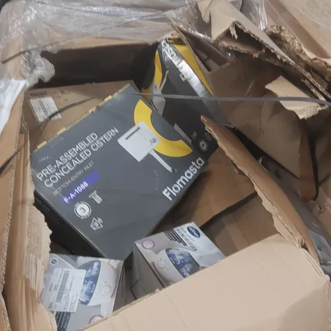 PALLET CONTAINING A LARGE QUANTITY OF ASSORTED ITEMS INCLUDING: CONCEALED CISTERN, SILENTNIGHT HUMIDIFIERS, TOWER FAN ECT