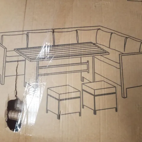 BOXED OR010B CORNER SOFA SET - BROWN/GREY (3 BOXES)