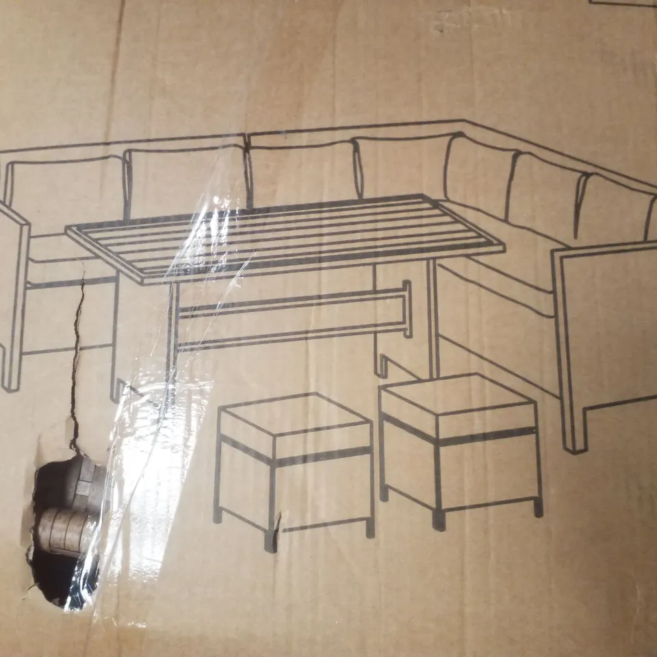 BOXED OR010B CORNER SOFA SET - BROWN/GREY (3 BOXES)