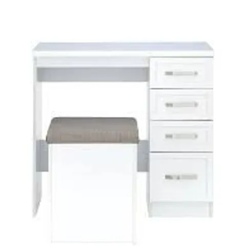 BOXED CAMBERLEY WHITE DRESSING TABLE AND STOOL (1 BOX)