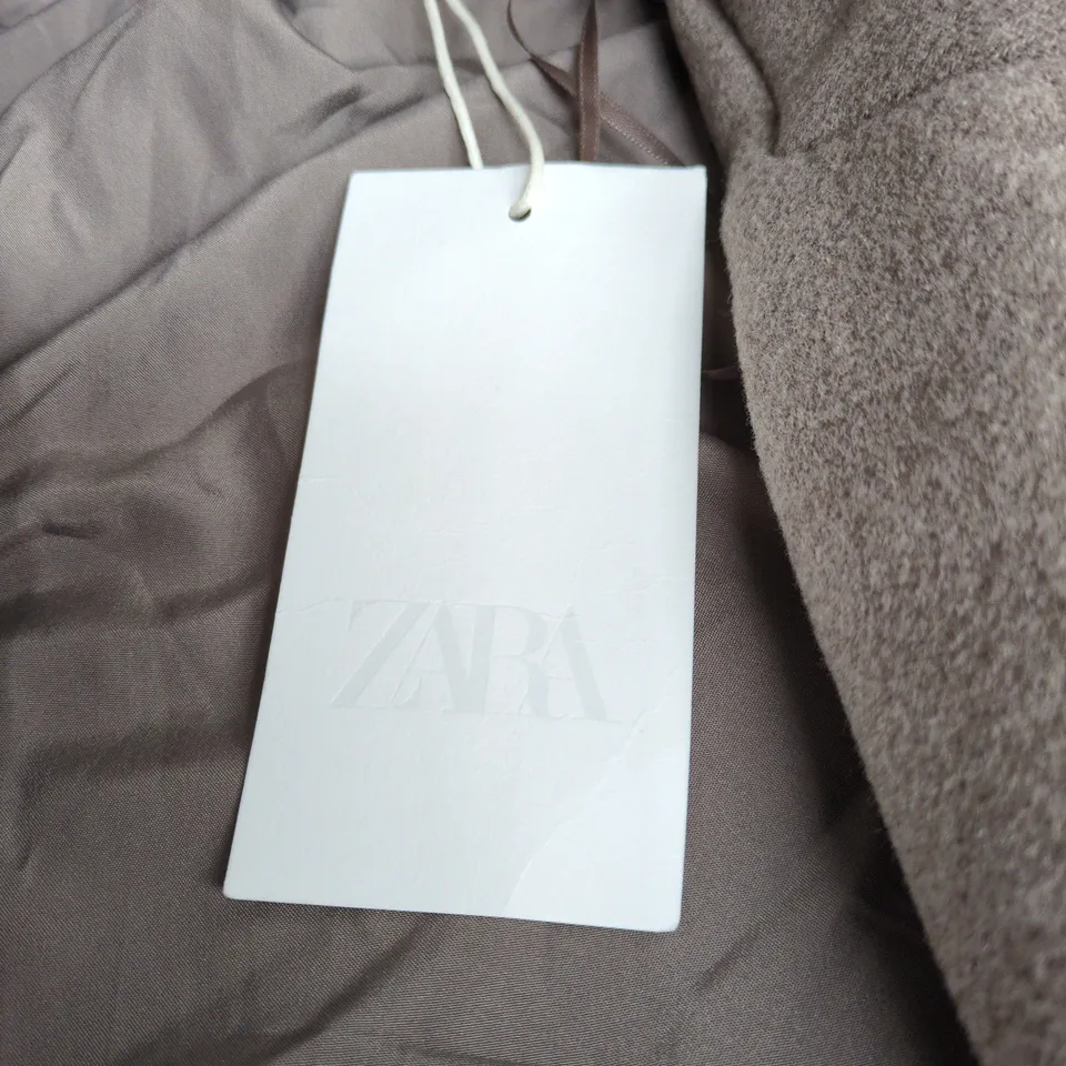 ZARA WOMEN'S TAUPE WOOL-BLEND COAT, SIZE UK S (US S)
