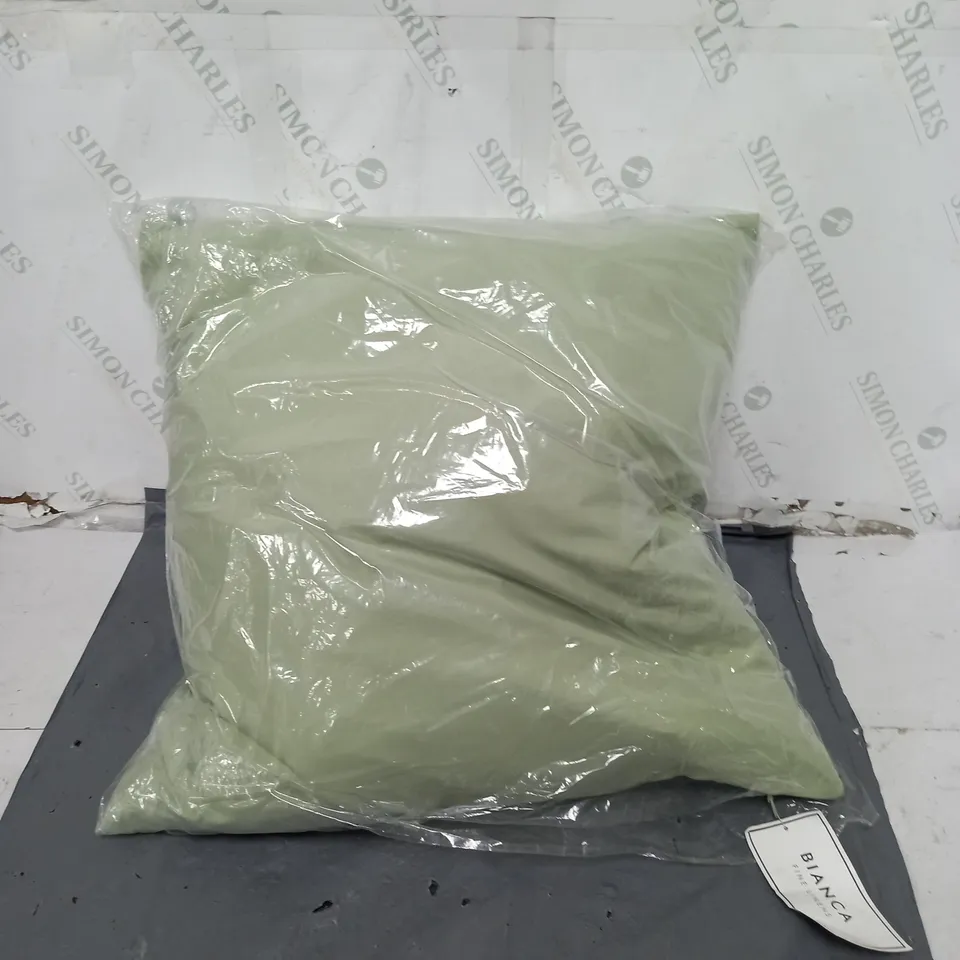 BIANCA GREEN FINE LINEN SQUARE PILLOW 50 BY 50 