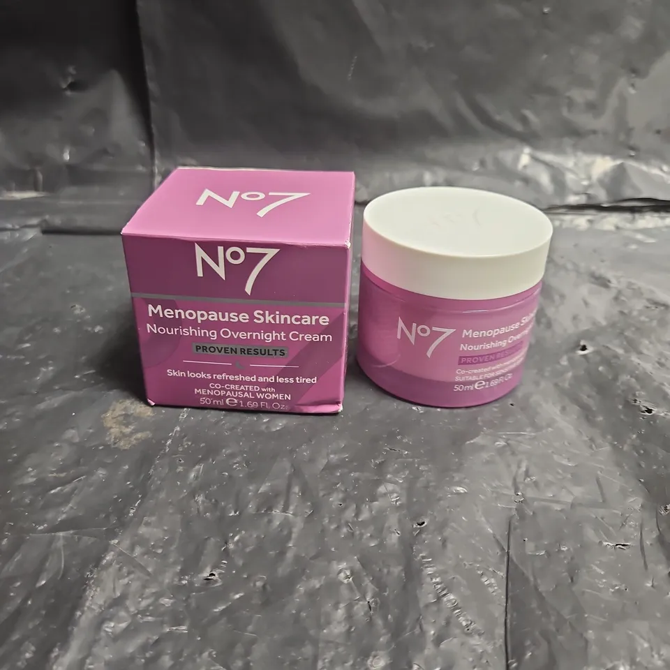 NO7 MENOPAUSE SKINCARE NOURISHING OVERNIGHT CREAM – 50ML, BOXED