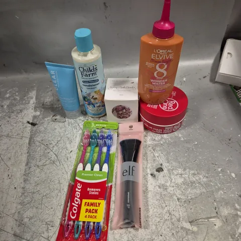 APPROXIMATELY 20 HEALTH AND BEAUTY PRODUCTS TO INCLUDE CHILD'S FARM CONDITIONER, RED ONE HAIR WAX AND L'OREAL ELVIVE WONDER WATER
