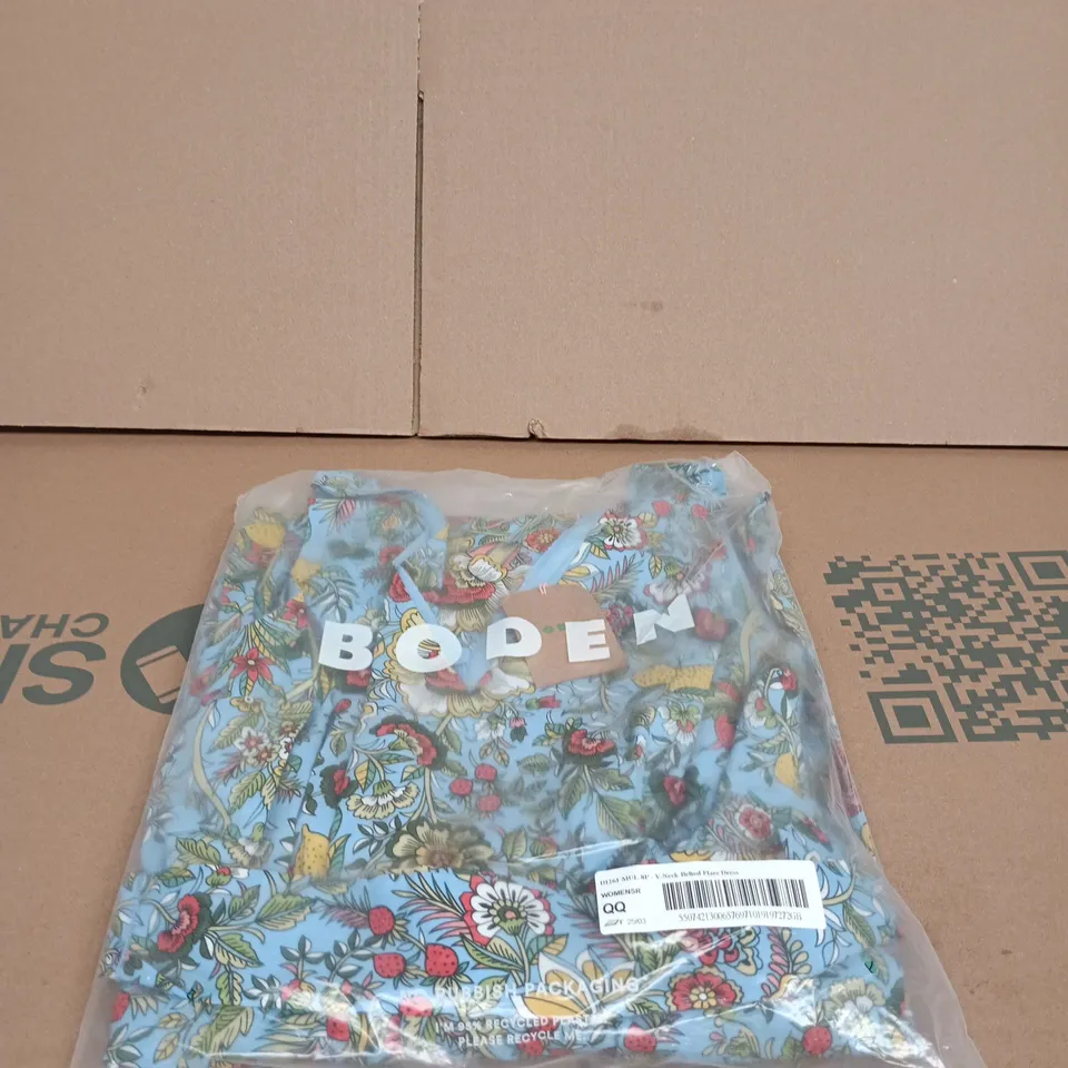 BODEN V NECK BELTED FLARE DRESS MULTI PATTERNED UK 8P TAGGED
