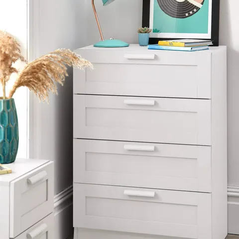 TARYN 4 DRAWER CHEST IN WHITE - COLLECTION ONLY