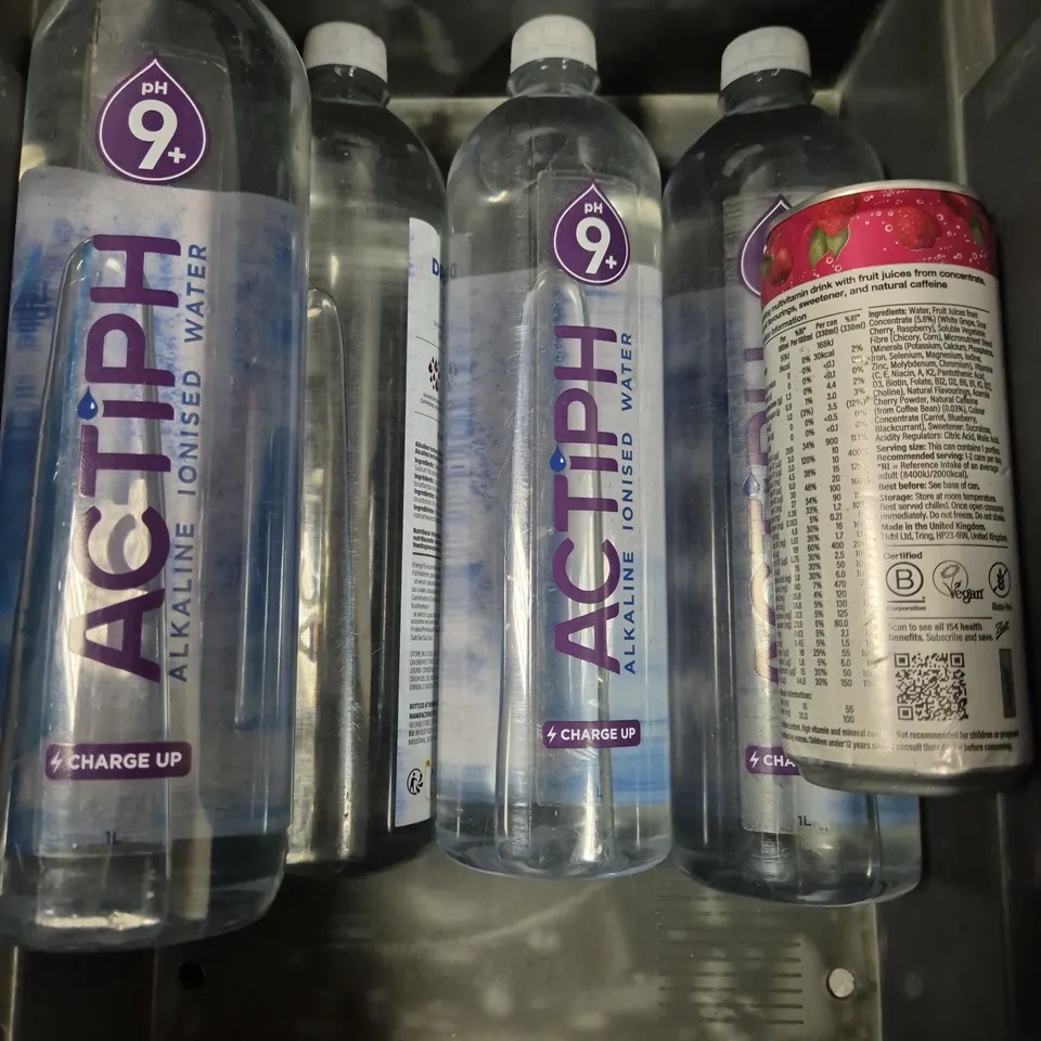 APPROXIMATELY 10 ASSORTED DRINKING PRODUCTS TO INCLUDE IONISED WATER, HUEL, YFOOD COFFEE BREW ETC 