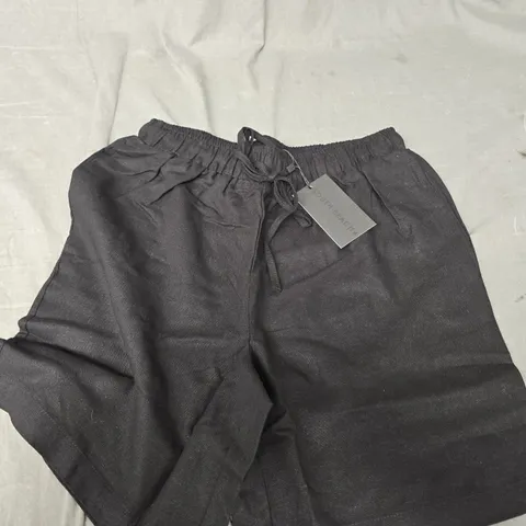 SOUTH BEACH LINEN BLEND BEACH SHORTS IN BLACK - S