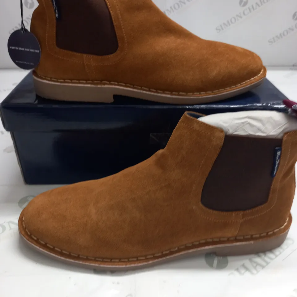 BOXED PAIR OF BEN SHERMAN HEMMINGS SUEDE SHOES IN SAND - UK 9 