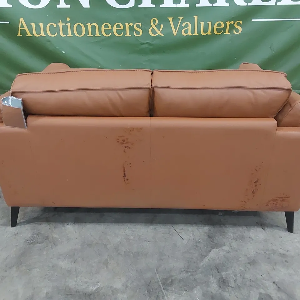 DESIGNER SASHA 2 SEATER TAN LEATHER SOFA