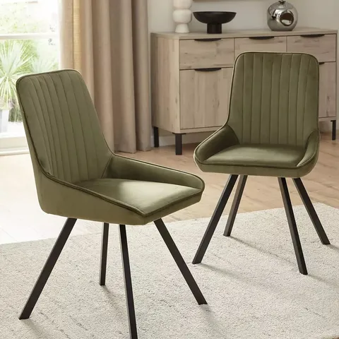 BOXED MARLOW PAIR OF DINING CHAIRS - MOSS GREEN AND BLACK