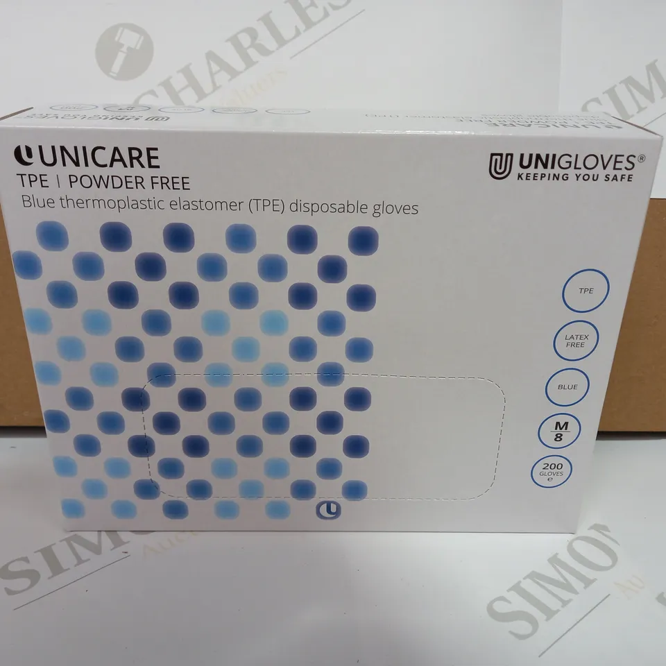 LOT OF APPROX 1000 PAIRS OF BRAND NEW UNIGLOVES THERMOPLASTIC ELASTOMER DISPOSABLE GLOVES - SIZE M (10 X 200 GLOVES)