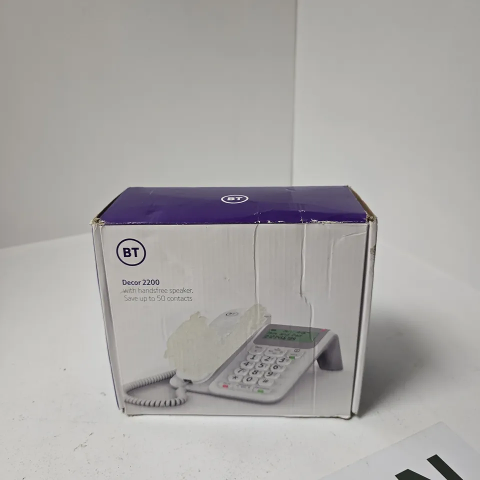 BT DECOR 2200 DESK TELEPHONE WITH HANDSFREE SPEAKER – BOXED