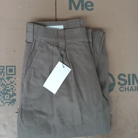 ZARA RELAXED CHINO TROUSERS IN TAUPE SIZE UK 32