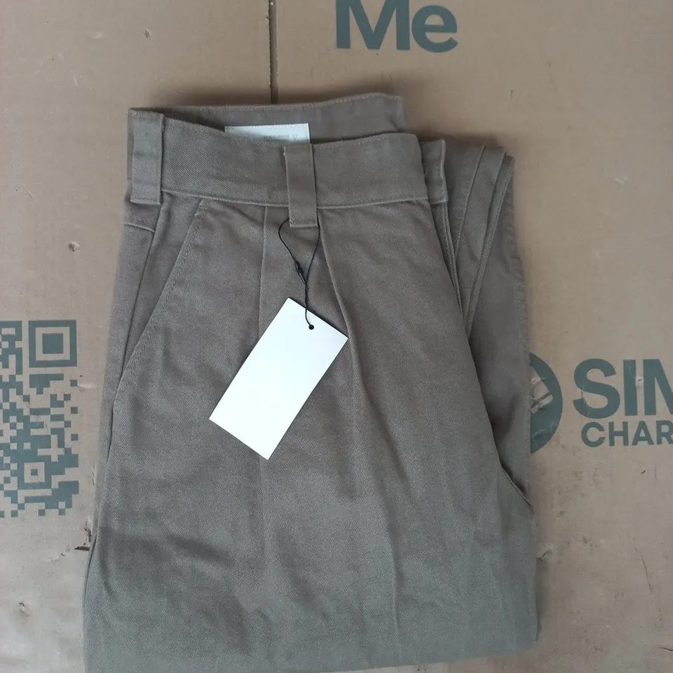 ZARA RELAXED CHINO TROUSERS IN TAUPE SIZE UK 32