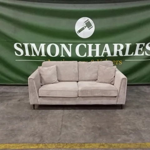 MESSINA 3 SEATER STANDARD BACK FABRIC SOFA - NATURAL