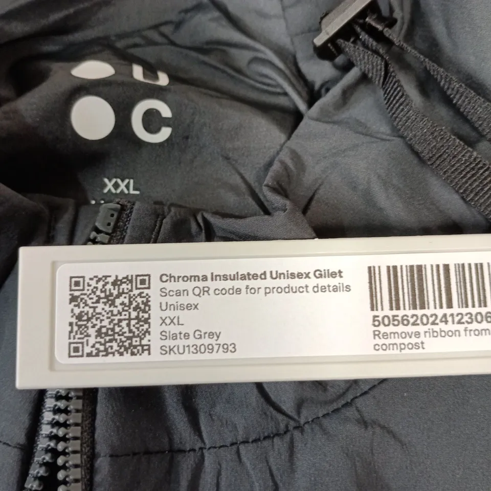 UNIVERSAL COLOURS CHROMA INSULATED UNISEX GILET – SLATE GREY, XXL