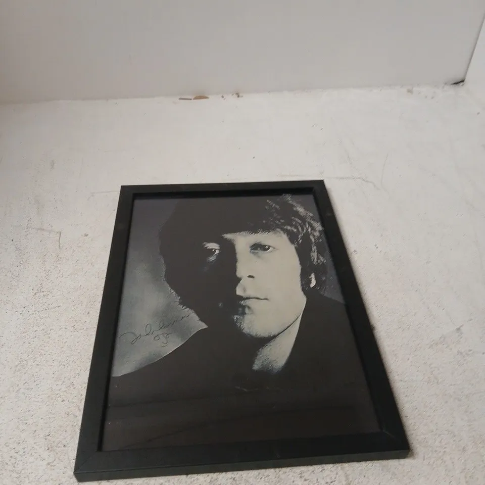 COPY SIGNED PRINT OF JOHN LENNON FROM A FAMOUS 1967 PHOTO SESSION BY PHOTOGRAPHER RICHARD AVEDON - WITH FRAME