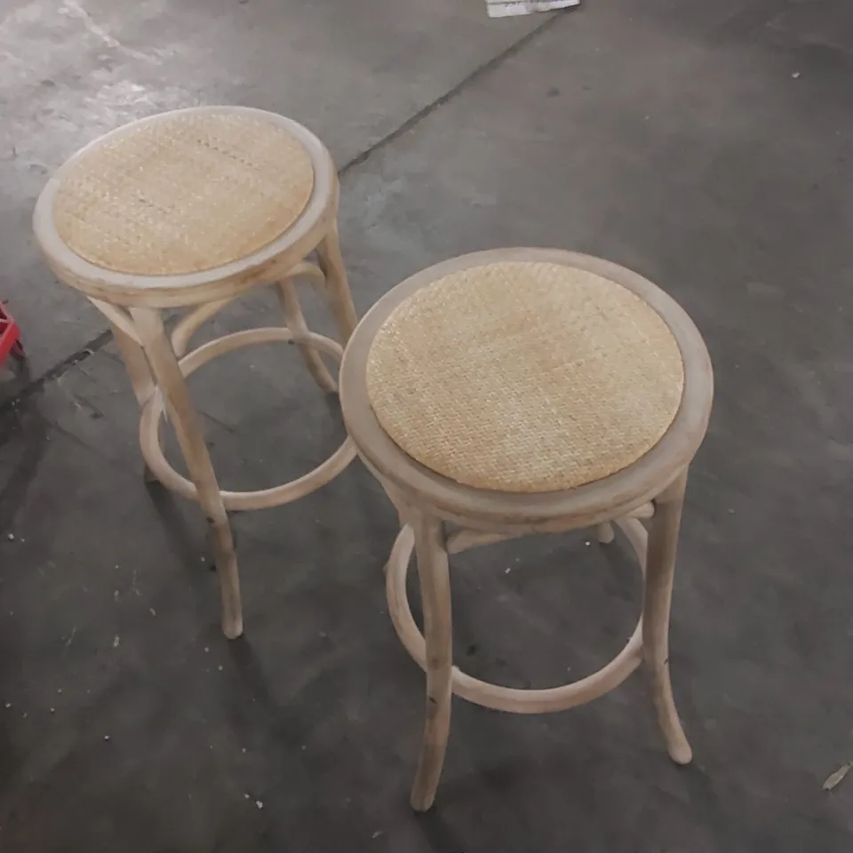 PAIR OF MENG WOODEN BAR STOOLS