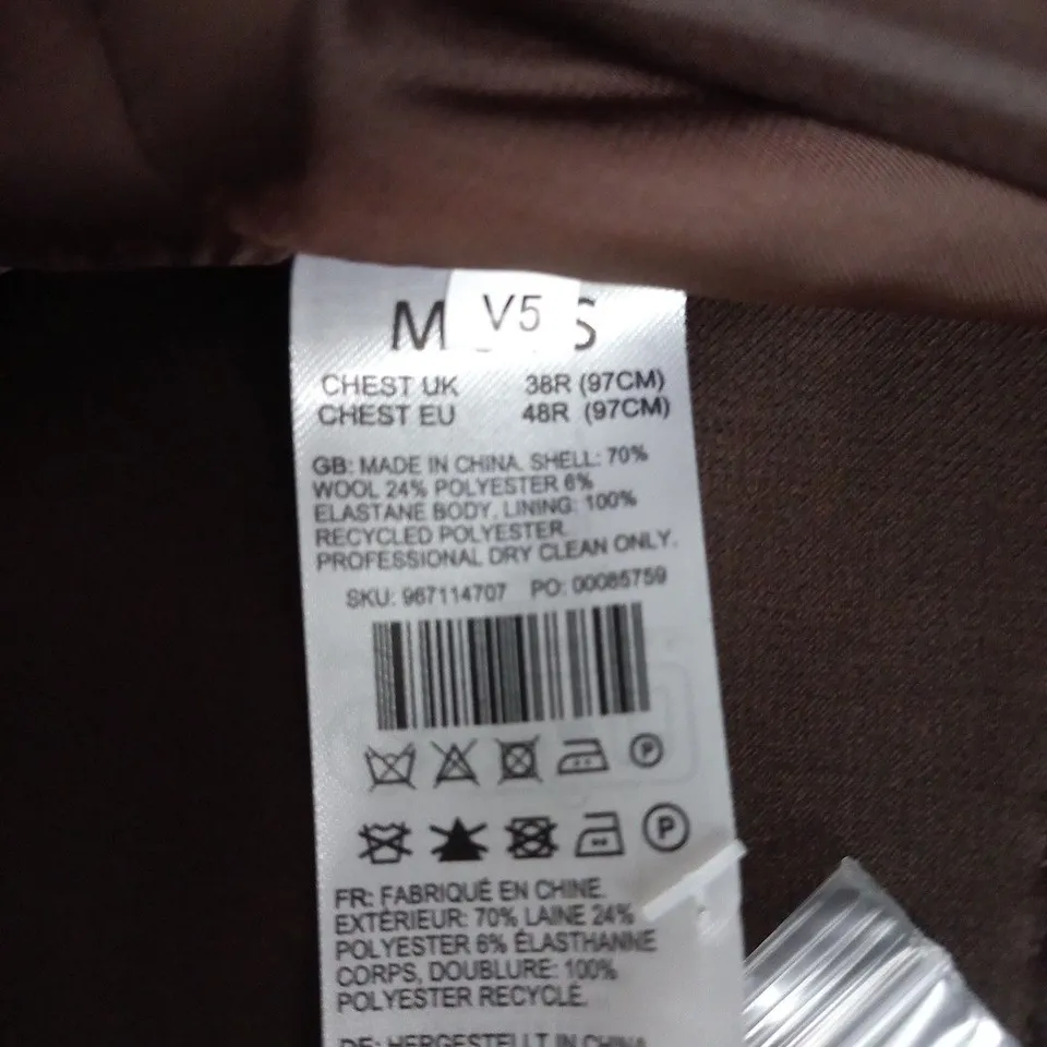 MOSS BROWN WOOL-BLEND WAISTCOAT – TAILORED FIT, UK 38R