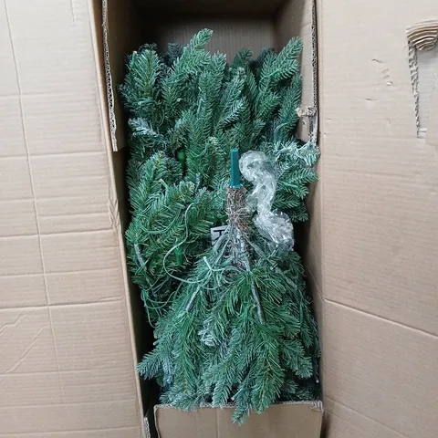 BOXED 6FT DENVER PRE LIT FLOCKED CHRISTMAS TREE WITH DUAL COLOUR TWINKLE LIGHTS (1 BOX)