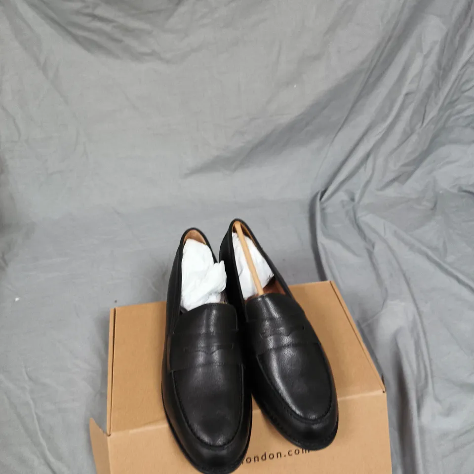 DUNE LONDON BLACK LEATHER PENNY LOAFERS – UK 8 (EU 41)