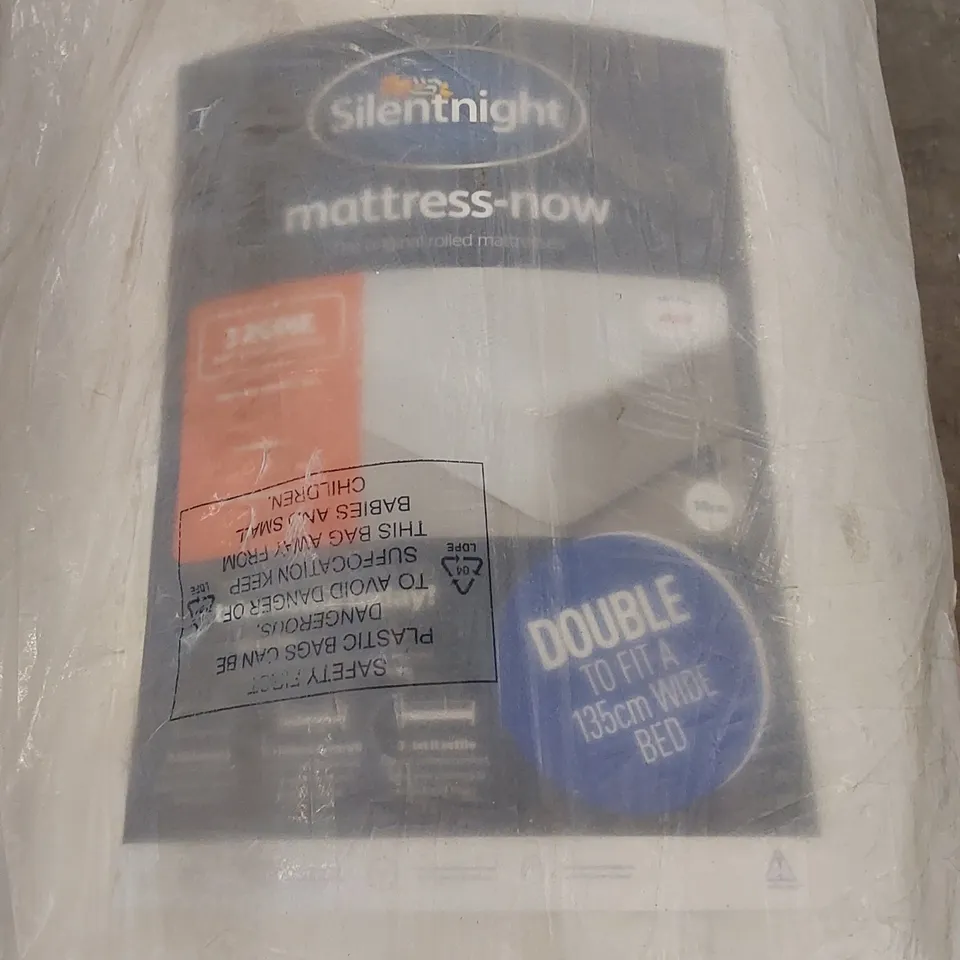QUALITY BAGGED AND ROLLED SILENTNIGHT 135cm DOUBLE SIZE 3-ZONE MEMORY FOAM MATTRESS 