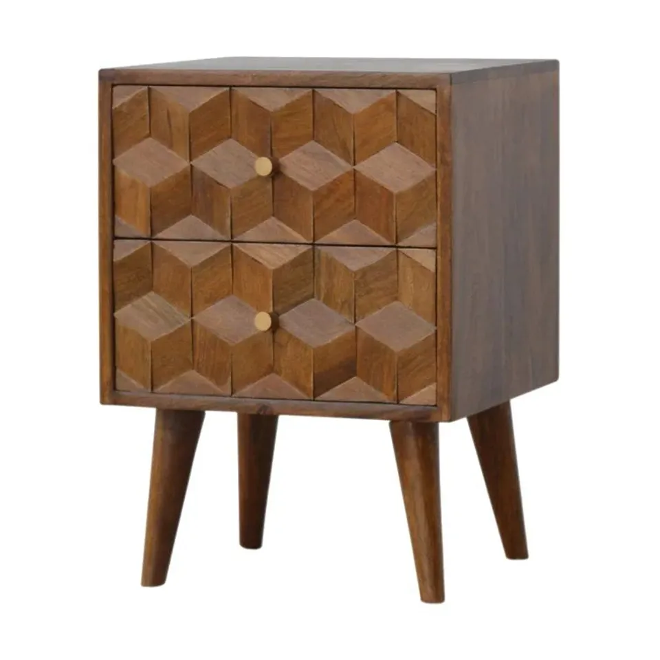 BOXED ANGELINA 2 DRAWER SOLID WOOD BEDSIDE TABLE (1 BOX)