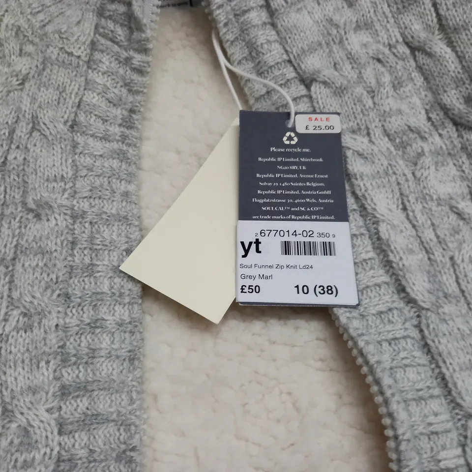SOULCAL TOG KNIT ZIP THROUGH HOODIE IN GREY - 10
