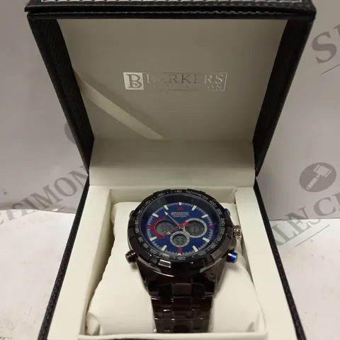 BOXED BARKERS OF KENSINGTON MEGA SPORT BLUE DIAL WATCH