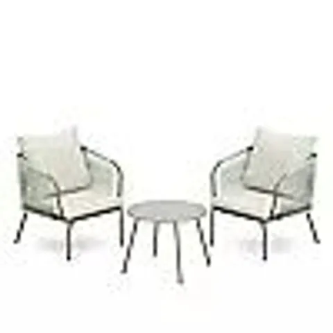 GARDEN STORIES ROPE 2 CHAIRS & TABLE BISTRO SET