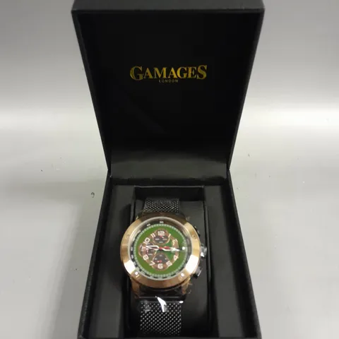 GAMAGES LIBERTY ROSE GREEN DIAL WATCH