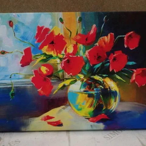RED POPPIES STILL LIFE - WRAPPED CANVAS ART PRINTS 