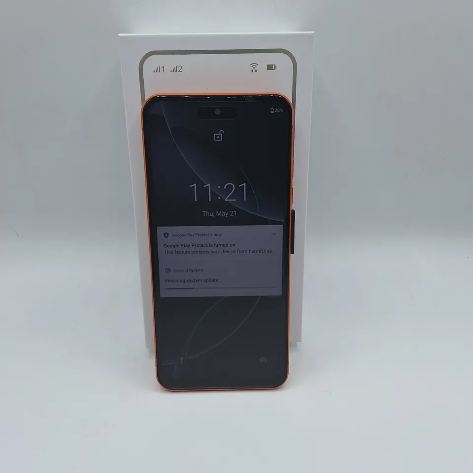 BOXED ALONG CYCLONE 64GB ANDROID MOBILE PHONE IN ORANGE