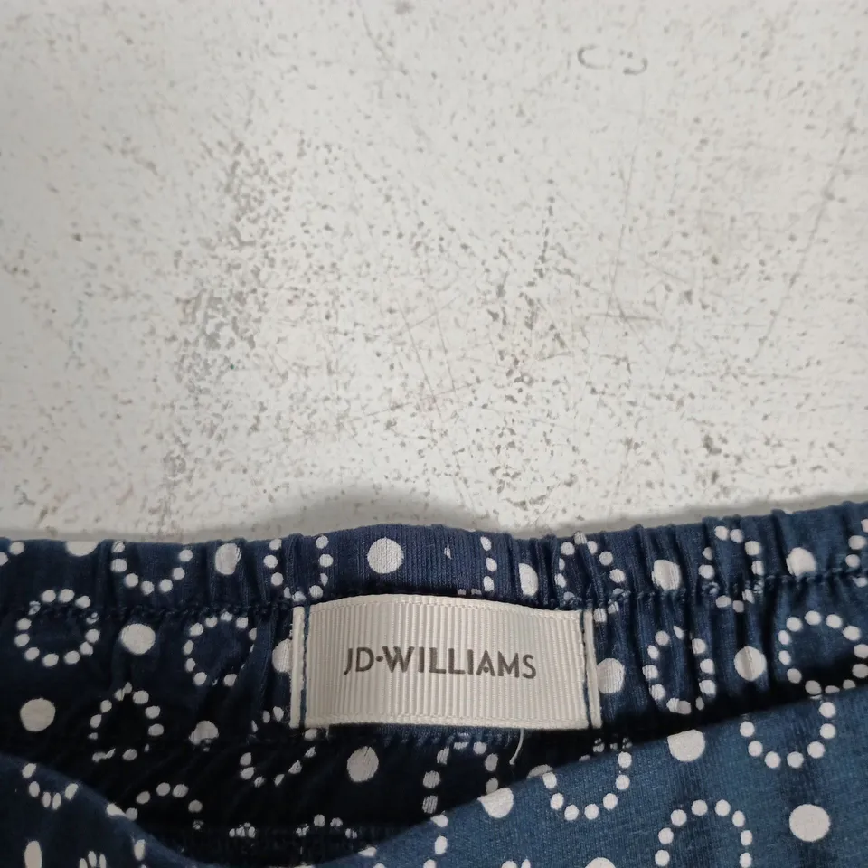 JD WILLIAMS NAVY PRINT STRAIGHT LEG TROUSERS – UK SIZE 20