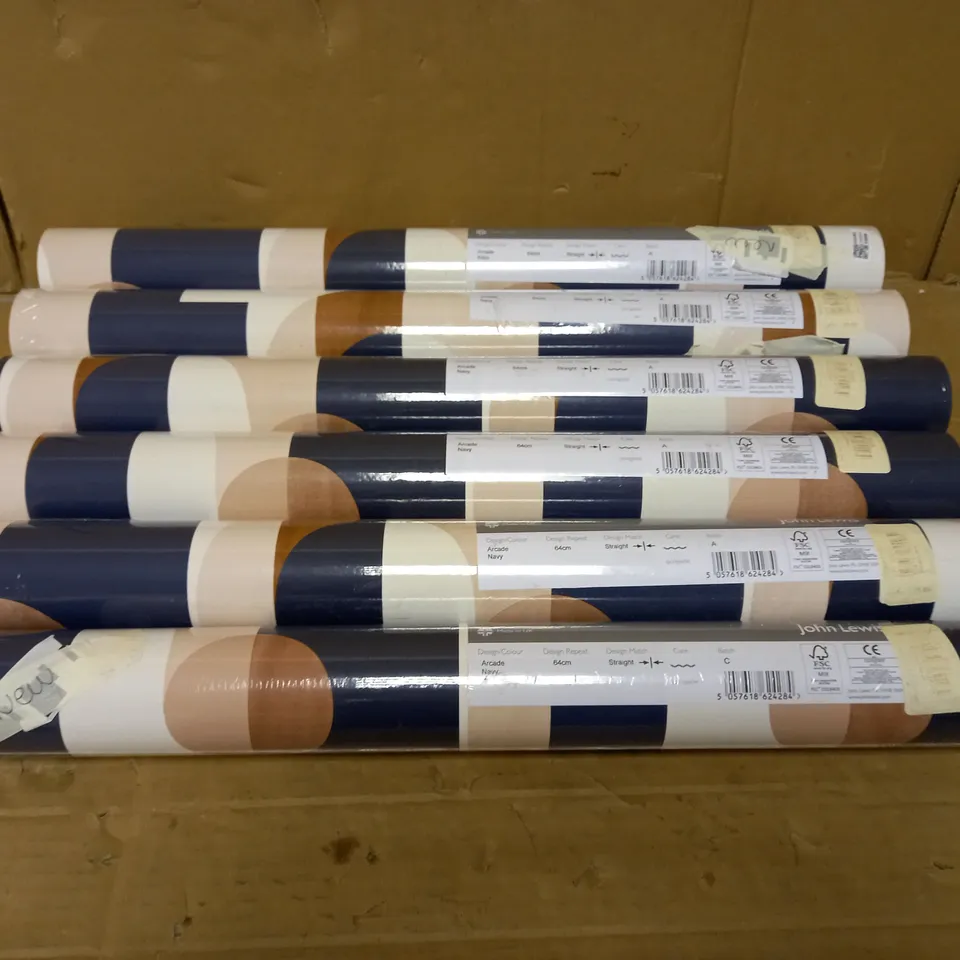 JOHN LEWIS ARCADE NAVY WALLPAPER x6