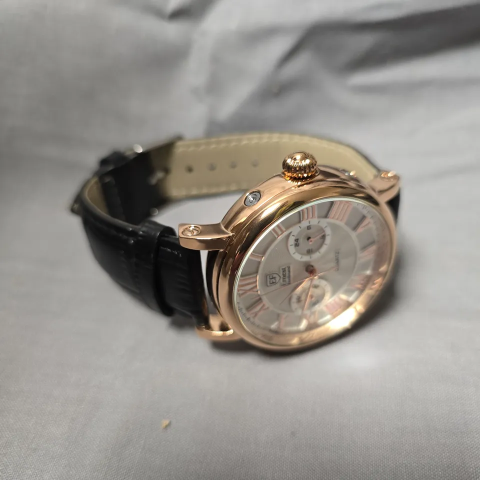 MENS ERNEST FERDINAND WATCH – FUNCTIONING SUB DIALS – LEATHER STRAP