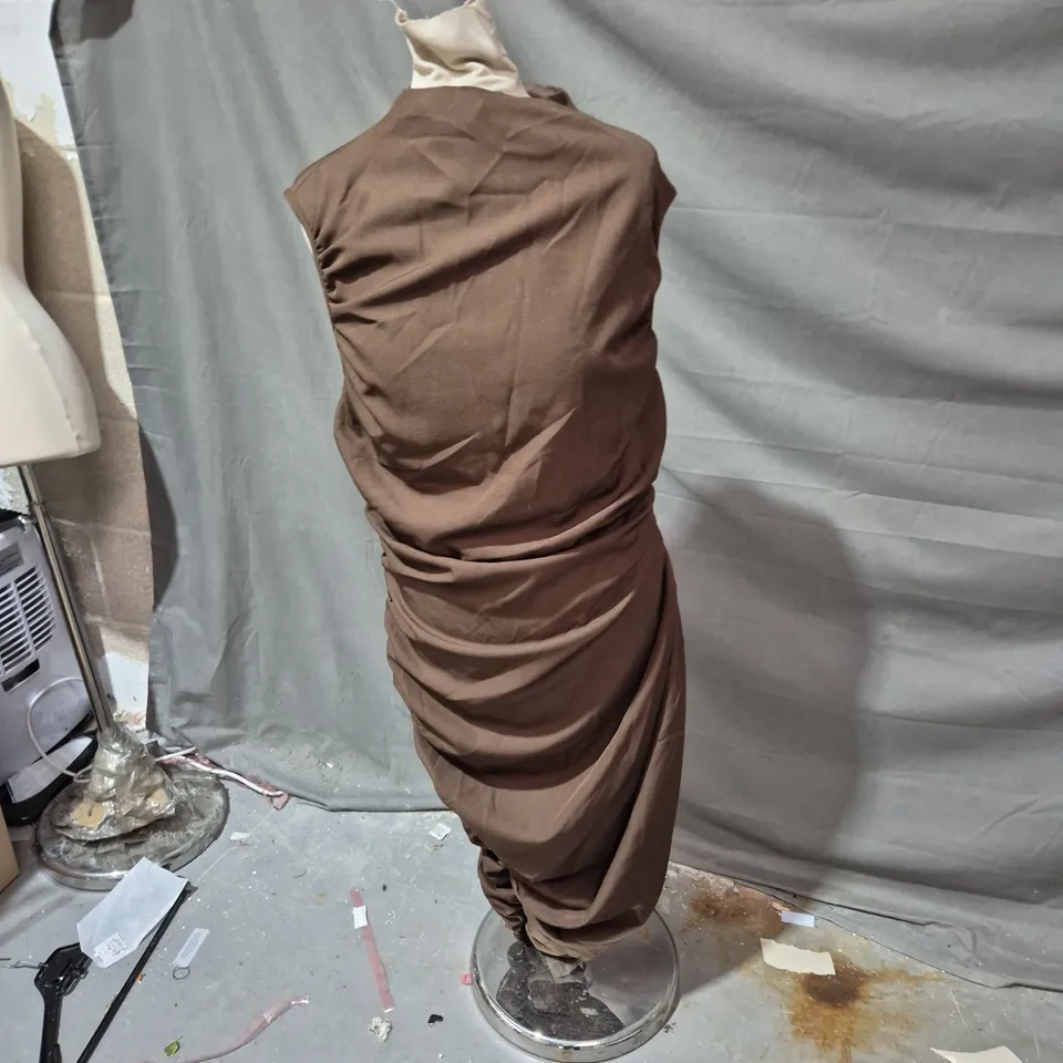 DRESS CHOCOLATE BROWN – UK SIZE 14 PRETTY LITTLE THING PIT 