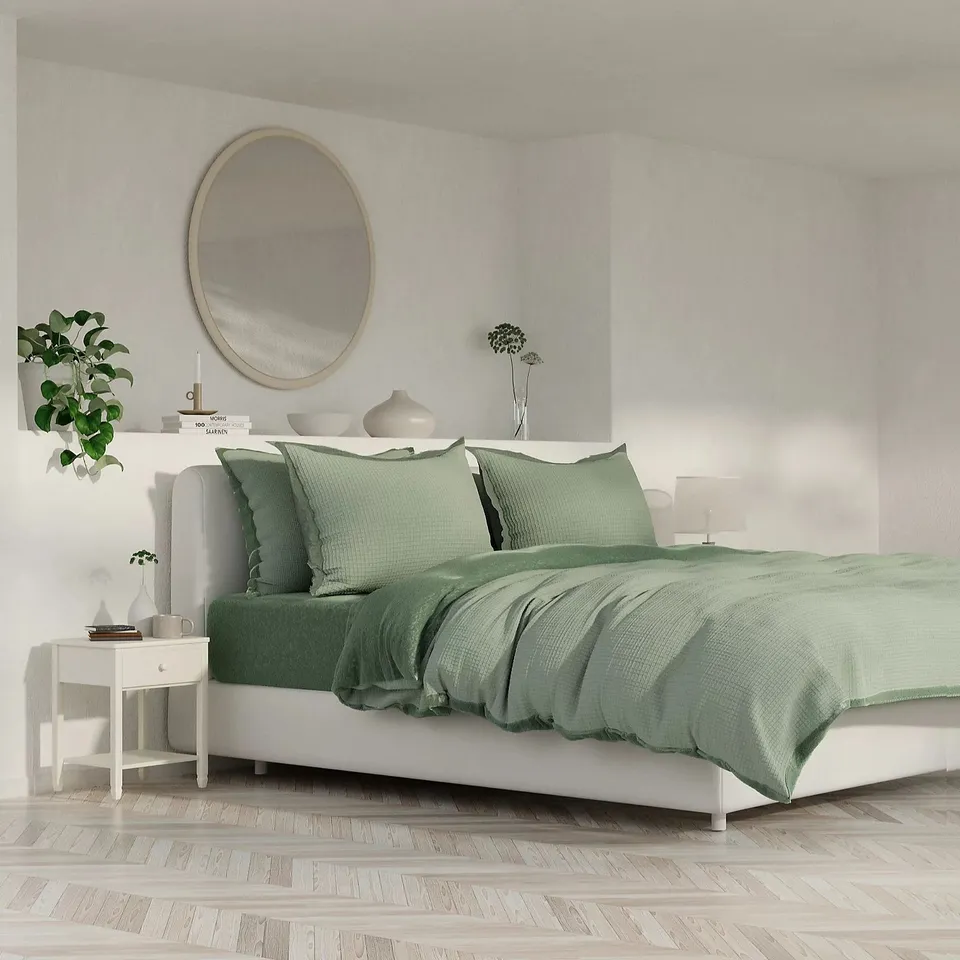 COZEE HOME WAFFLE VELVETSOFT 6 PIECE DUVET SET SAGE GREEN DOUBLE